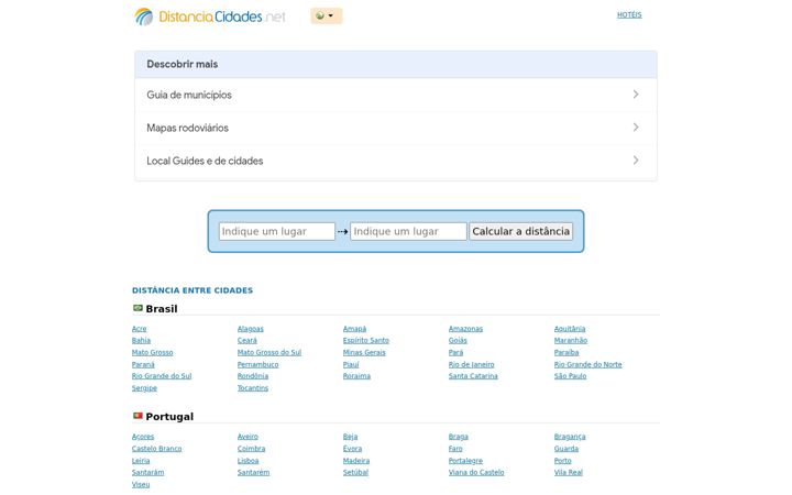 Screenshot of distanciacidades.net