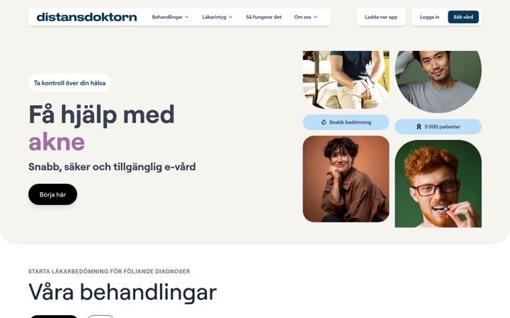 Skærmbillede af distansdoktorn.se