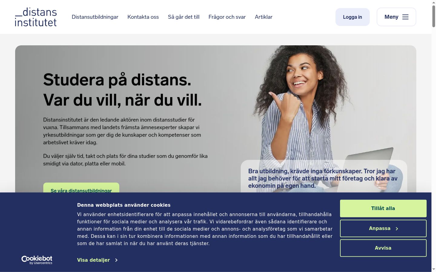 Screenshot of the consent banner shown before any interaction