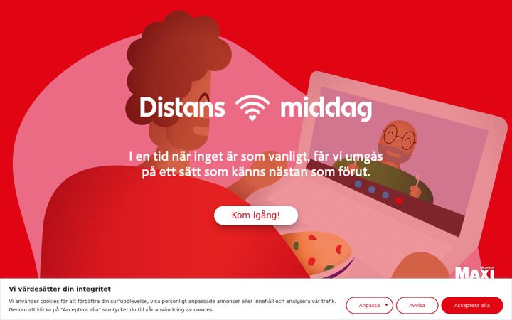 Skjermbilde av distansmiddag.se