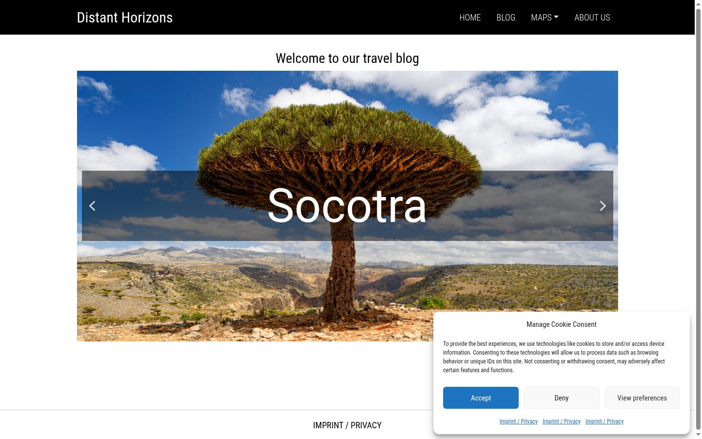 Screenshot of the consent banner shown before any interaction