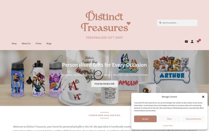 Zrzut ekranu distinct-treasures.co.uk