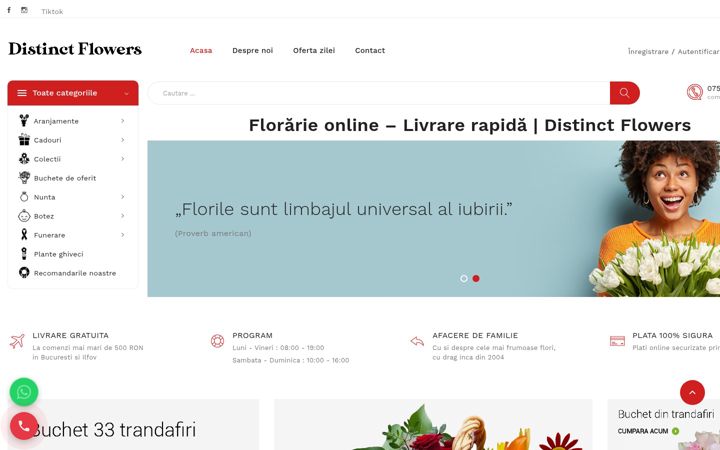 Ekrano kopija distinctflowers.ro