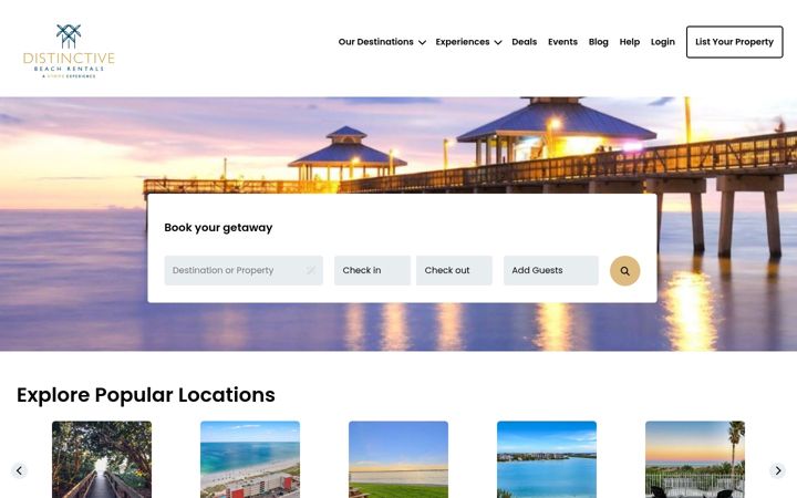 Screenshot of distinctivebeachrentals.com