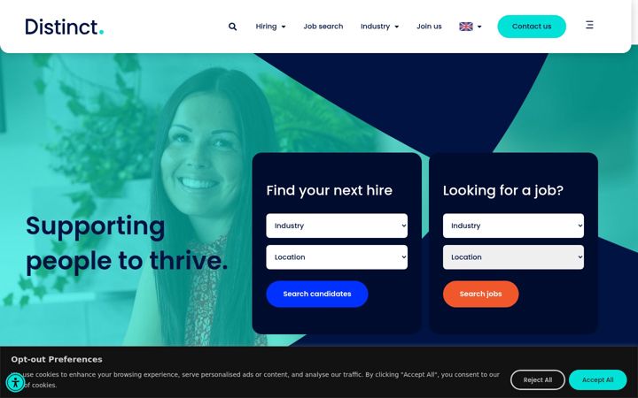 Screenshot of distinctrecruitment.com