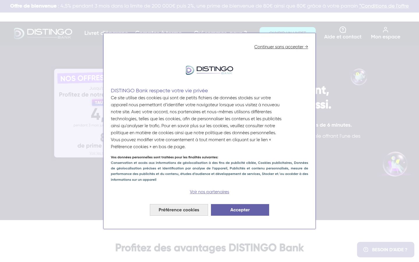 Captura de pantalla del banner de consentimiento mostrado antes de cualquier interacción