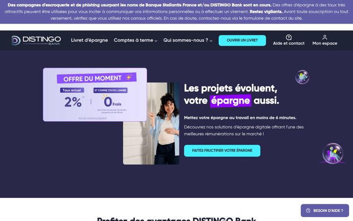 Captura de pantalla de distingobank.fr