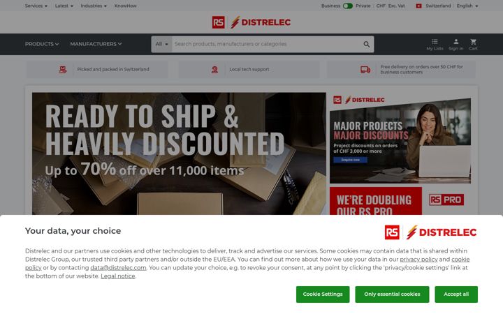 Screenshot of distrelec.ch