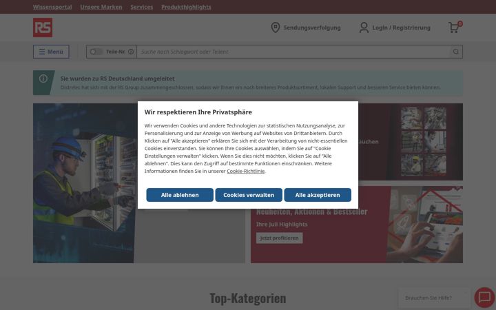 Screenshot of distrelec.de