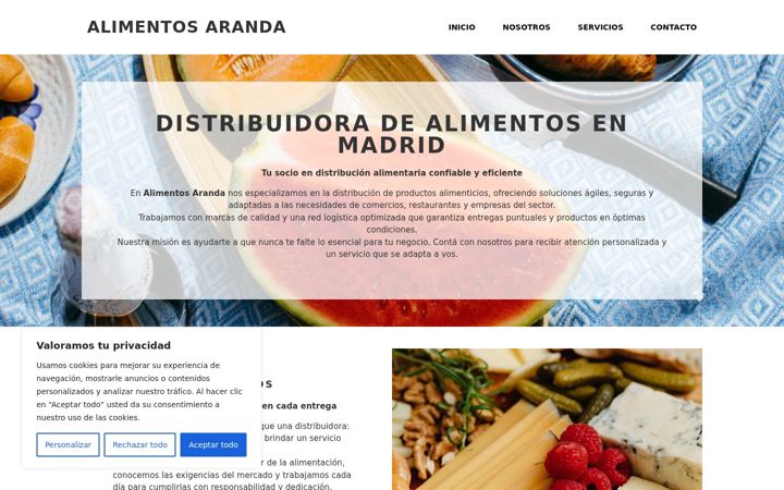 Ekrānuzņēmums no distrialimentos-aranda.es