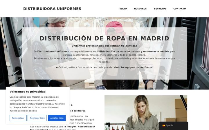 Ekrānuzņēmums no distribuidora-uniformes.es