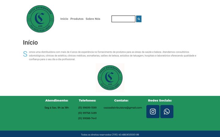 Ekrano kopija distribuidoracozza.com.br