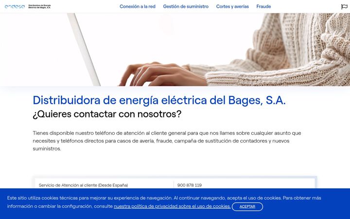 Screenshot of distribuidoraenergiaelectricabages.com