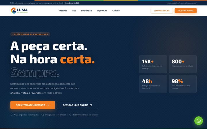 Ekrano kopija distribuidoraluma.com.br
