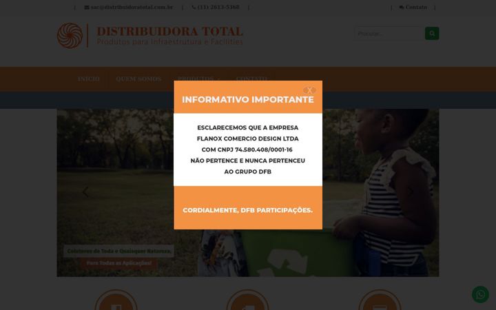 Ekrano kopija distribuidoratotal.com.br