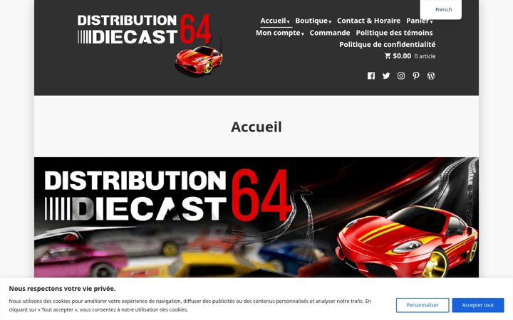Screenshot of distributiondiecast64.com