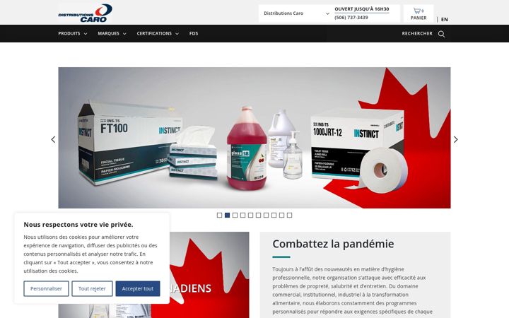 Screenshot stránky distributionscaro.ca
