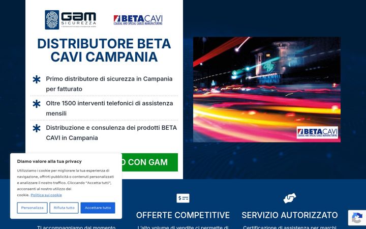 Screenshot of distributorebetacavi-gam.it