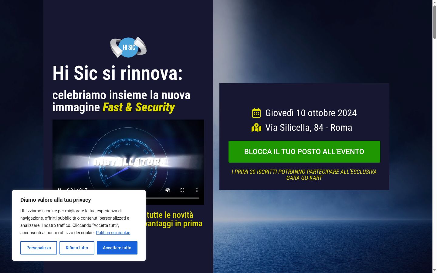 Screenshot del banner di consenso mostrato prima di qualsiasi interazione