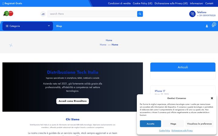 Screenshot of distribuzionetech.it