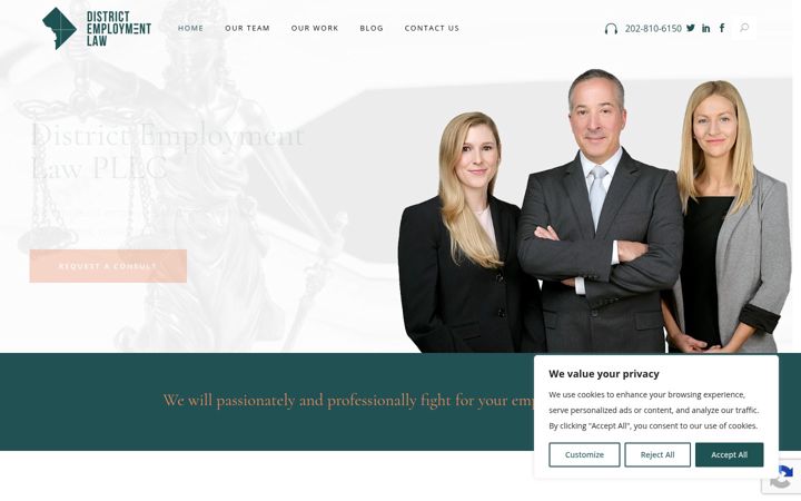 Screenshot of districtemploymentlaw.com