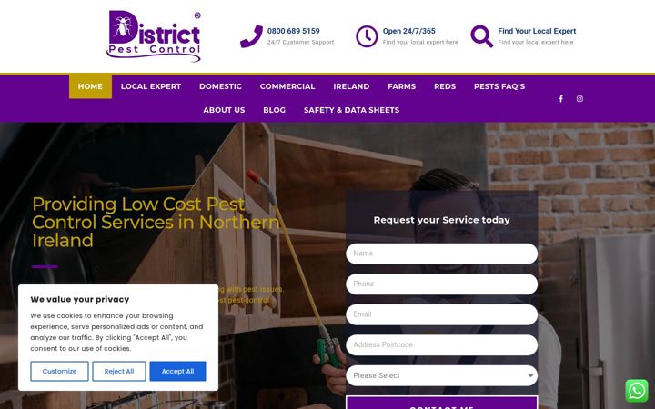 Screenshot di districtpestcontrol.co.uk