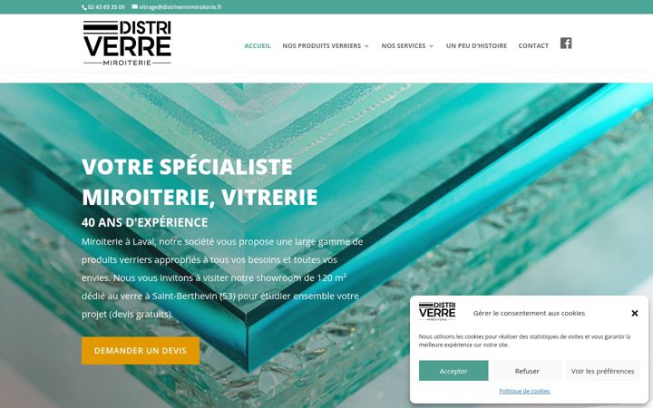 Captura de pantalla de distriverre-miroiterie.fr