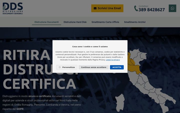 Screenshot of distruzionedocumentisensibili.it