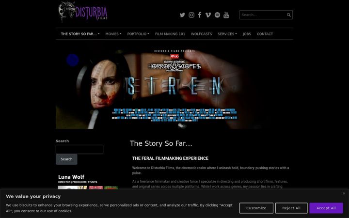 Screenshot of disturbiafilms.com