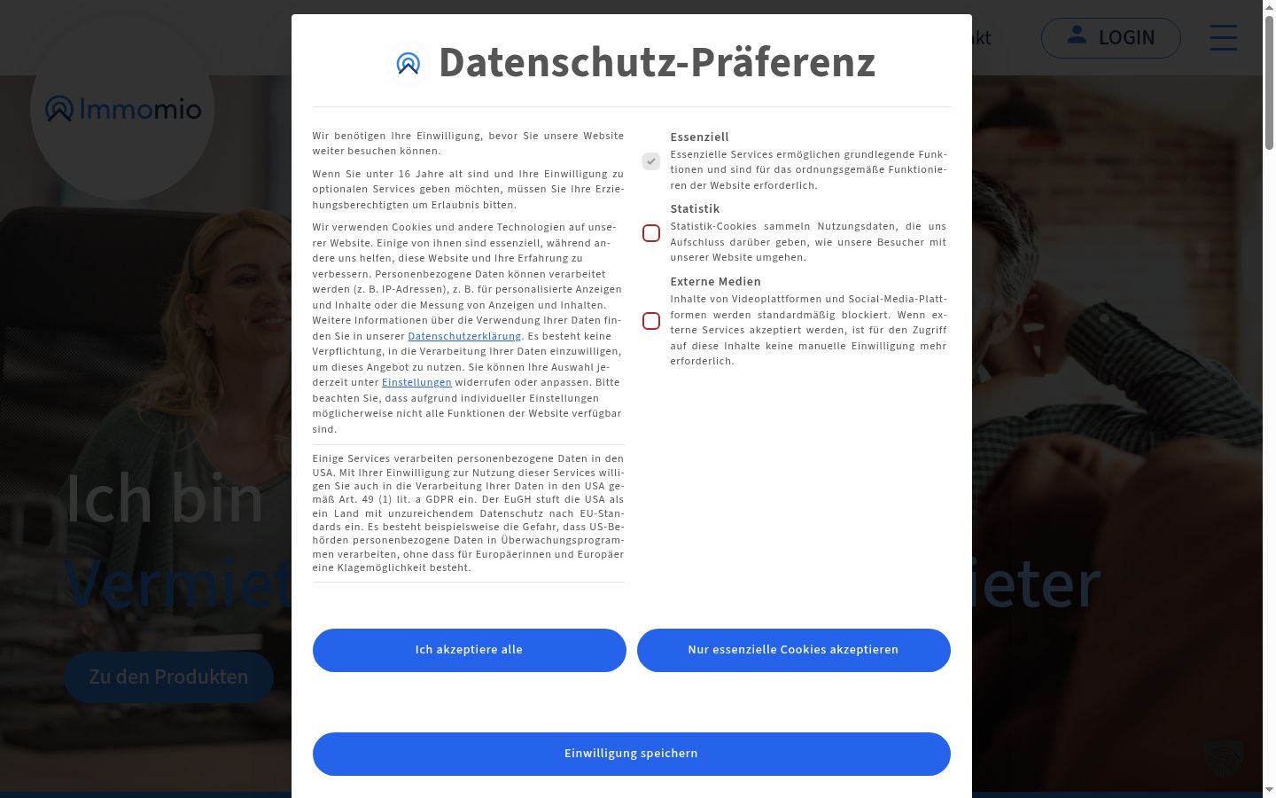 Zrzut ekranu banera zgody wyświetlanego przed jakąkolwiek interakcją