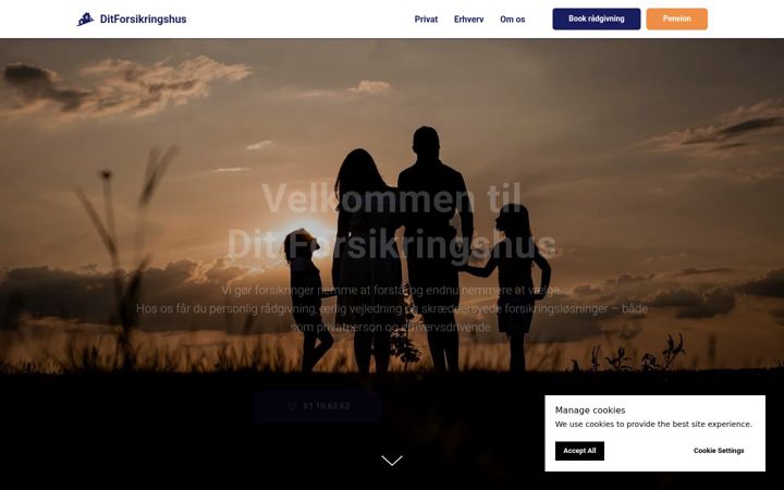 Posnetek zaslona ditforsikringshus.dk