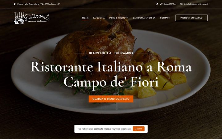 Skærmbillede af ditiramboristorante.it
