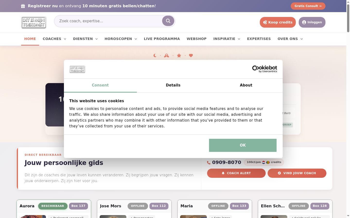 Screenshot des Einwilligungsbanners vor jeglicher Interaktion