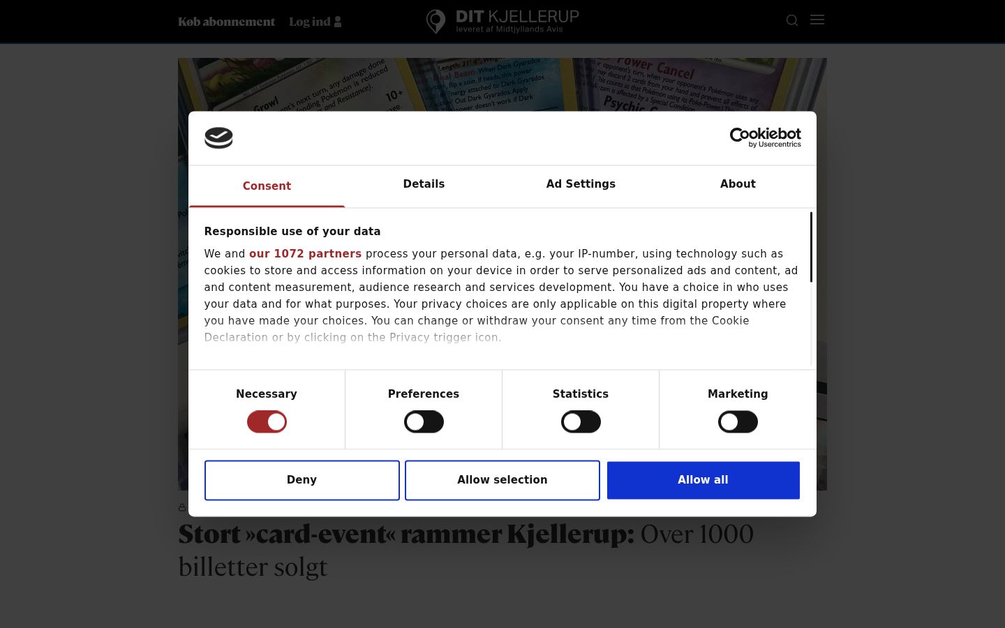 Ekraanipilt nõusolekubännerist, mida näidati enne mis tahes suhtlust