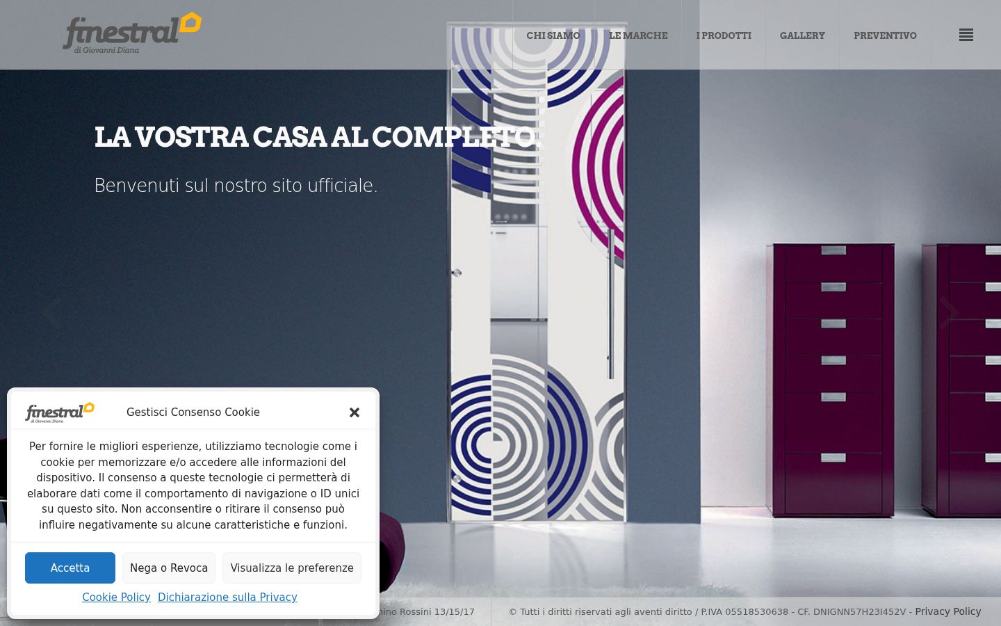Screenshot del banner di consenso mostrato prima di qualsiasi interazione