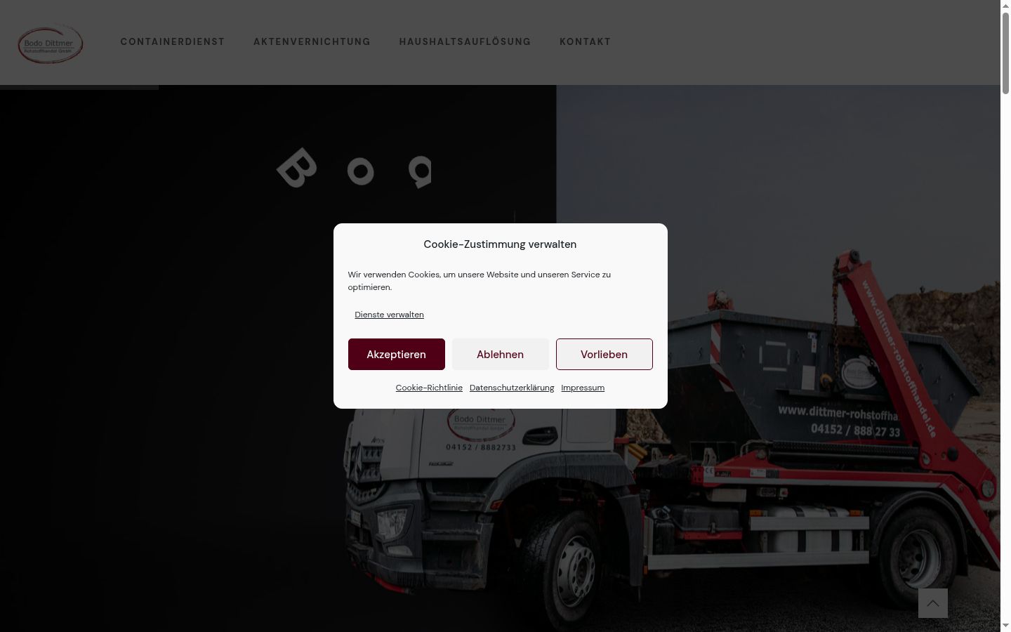 Screenshot of the consent banner shown before any interaction