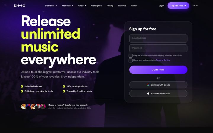 Screenshot of dittomusic.eu