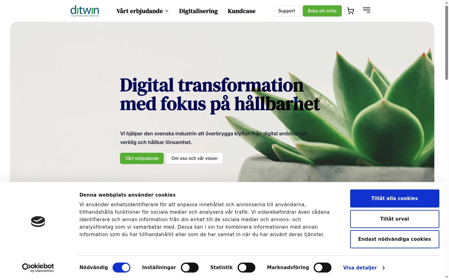 Skærmbillede af samtykkebanneret, som det blev vist før nogen interaktion