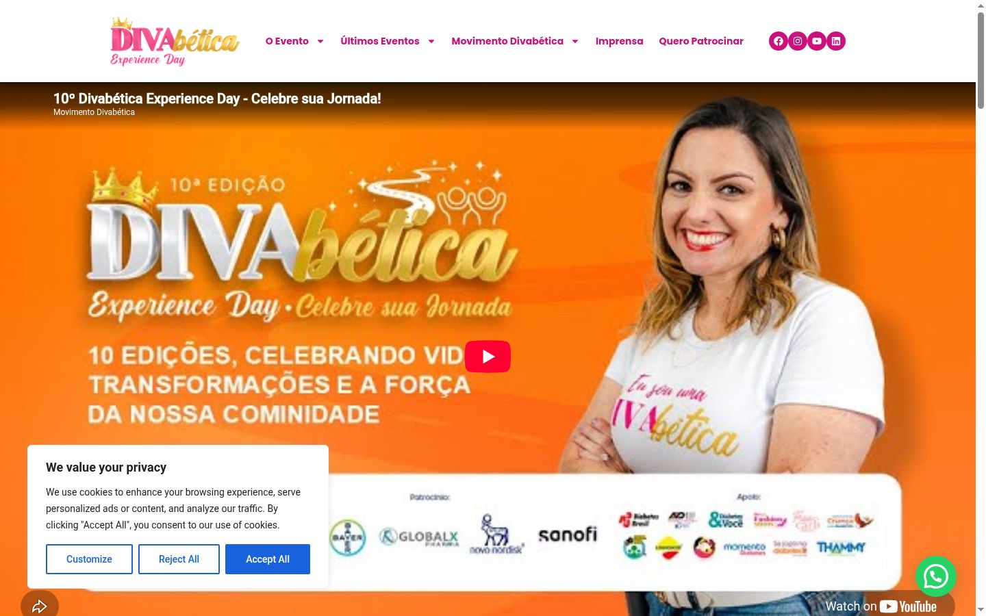 Captura de pantalla del banner de consentimiento mostrado antes de cualquier interacción