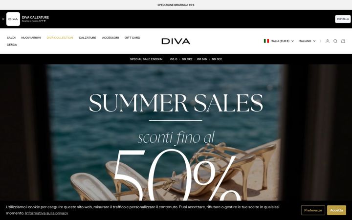Screenshot of divacalzature.it