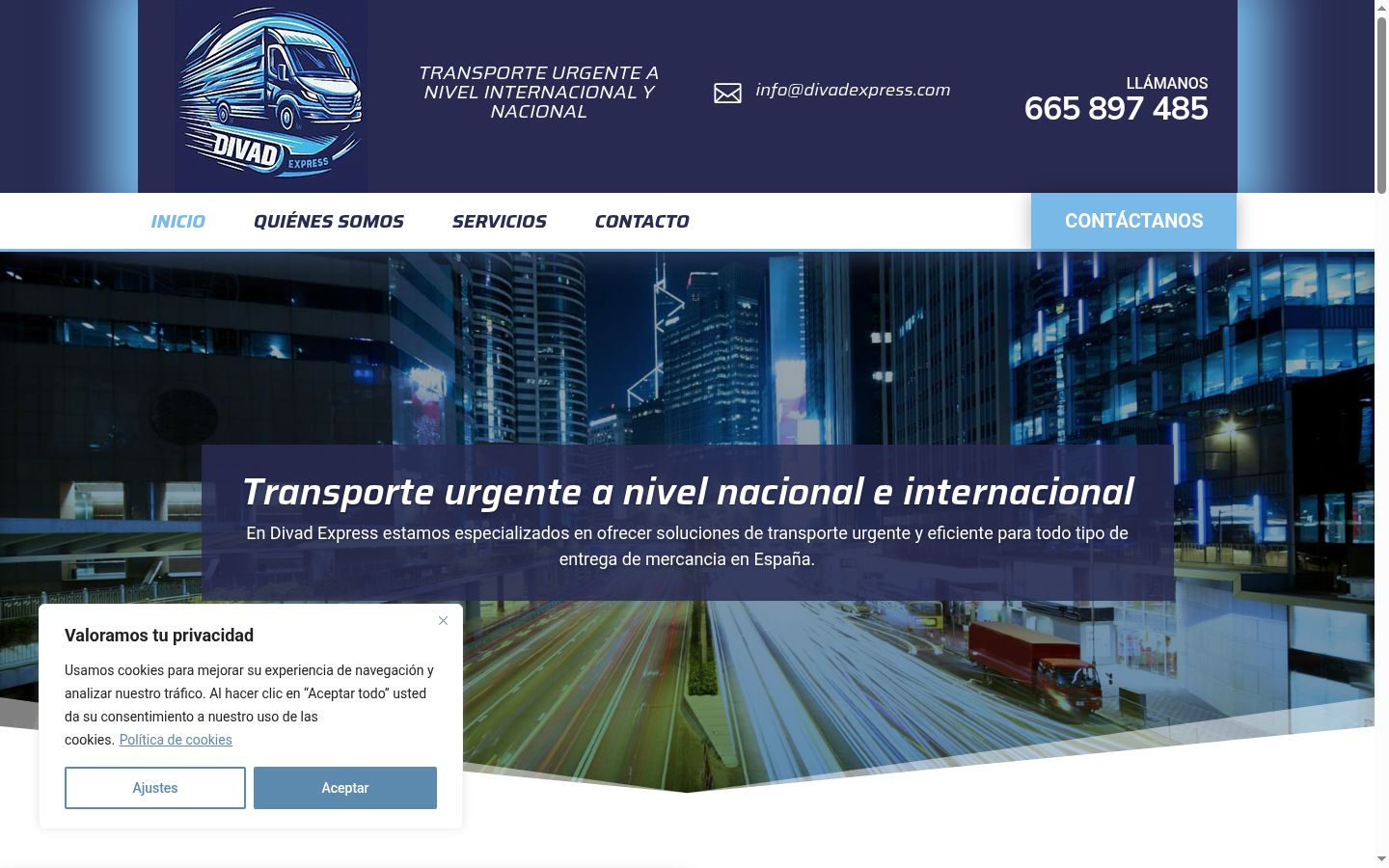 Captura de pantalla del banner de consentimiento mostrado antes de cualquier interacción