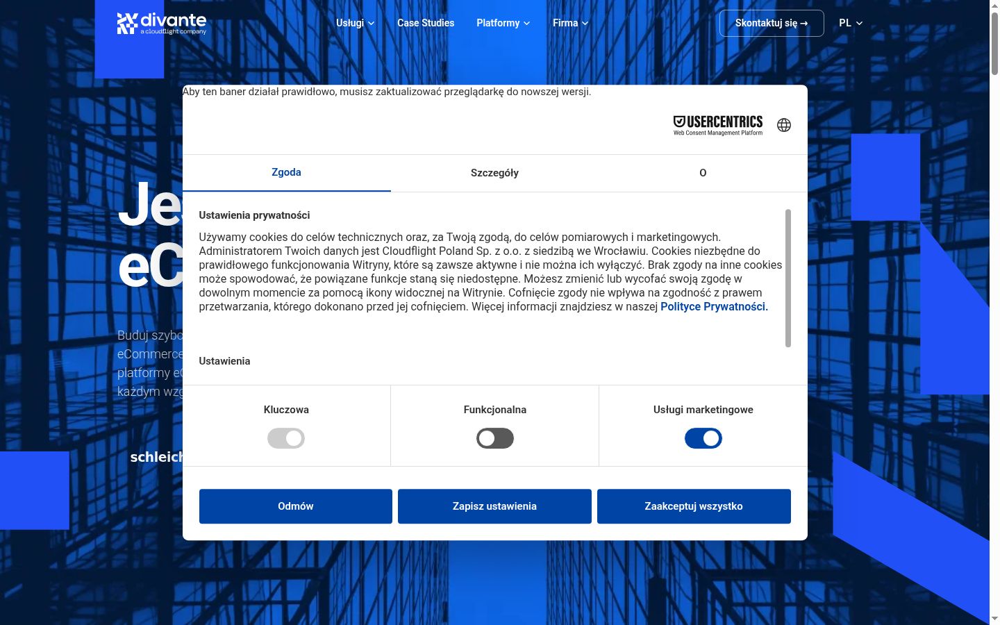 Screenshot of the consent banner shown before any interaction