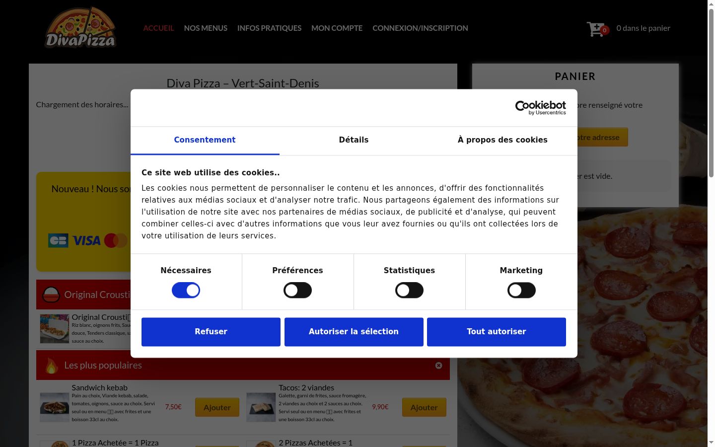 Screenshot of the consent banner shown before any interaction