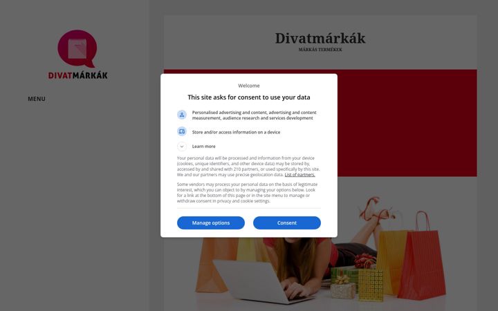 Screenshot of divatmarkak.hu
