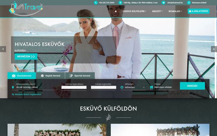 Screenshot of divatravel.hu