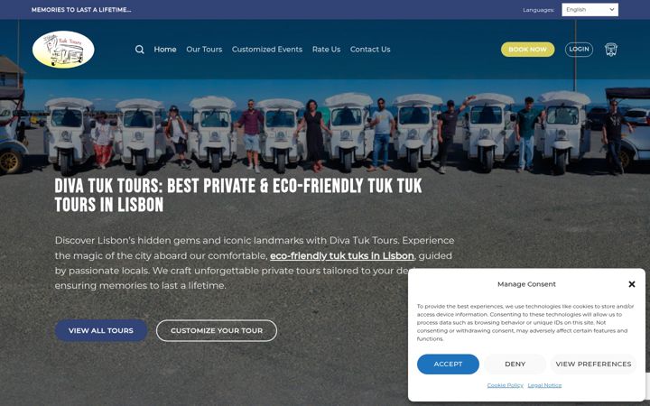 Screenshot of divatuktours.com
