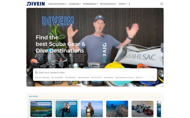Screenshot of divein.com