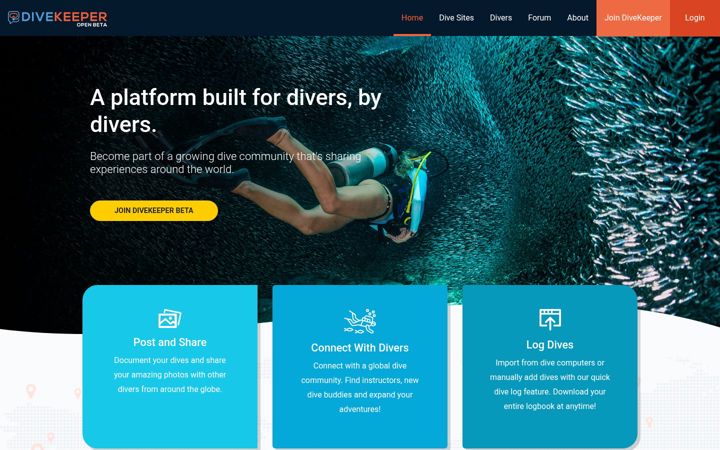 Skærmbillede af divekeeper.com