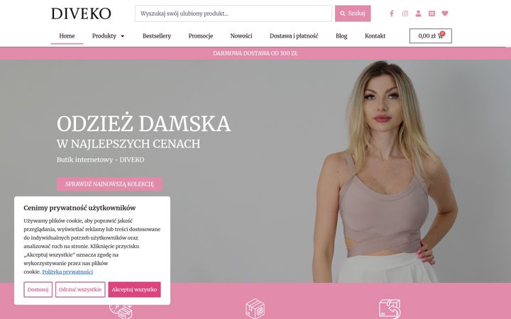 Screenshot of diveko.pl