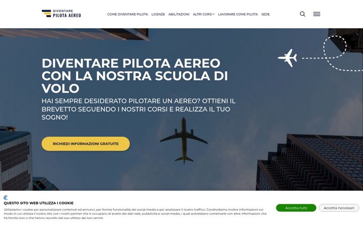 Captură de ecran a diventarepilotaaereo.it